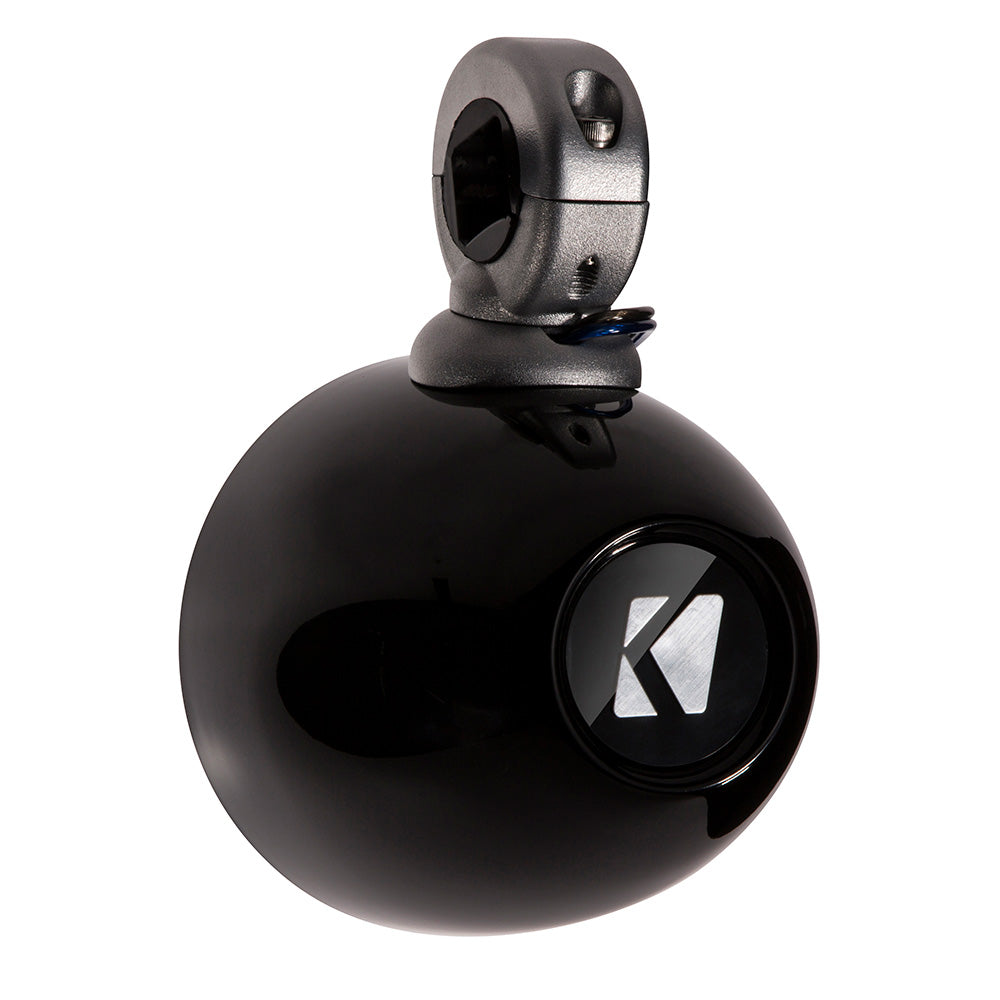 Black Kicker marine speaker with clamp mount for boat audio systems