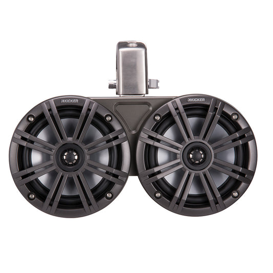 Kicker marine speakers with dual 6.5-inch drivers and stainless steel mount for boat audio systems