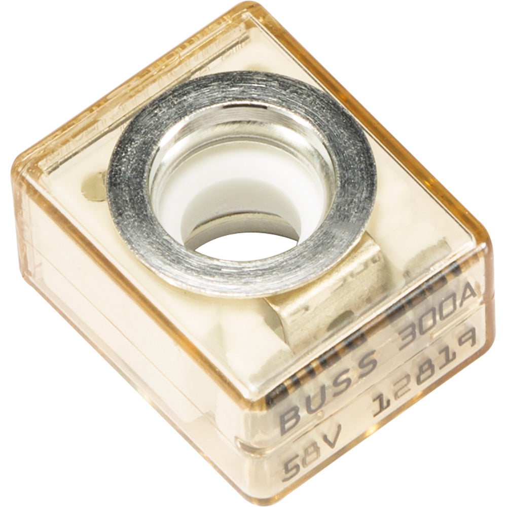 300A 50V automotive fuse for car audio systems, clear housing with metal terminals