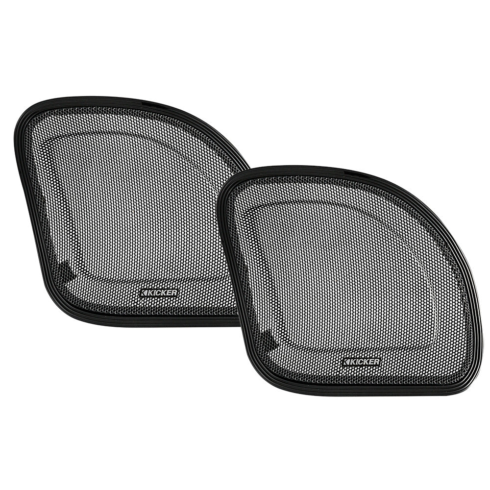 Kicker speaker grilles with black mesh and trim for car audio installation