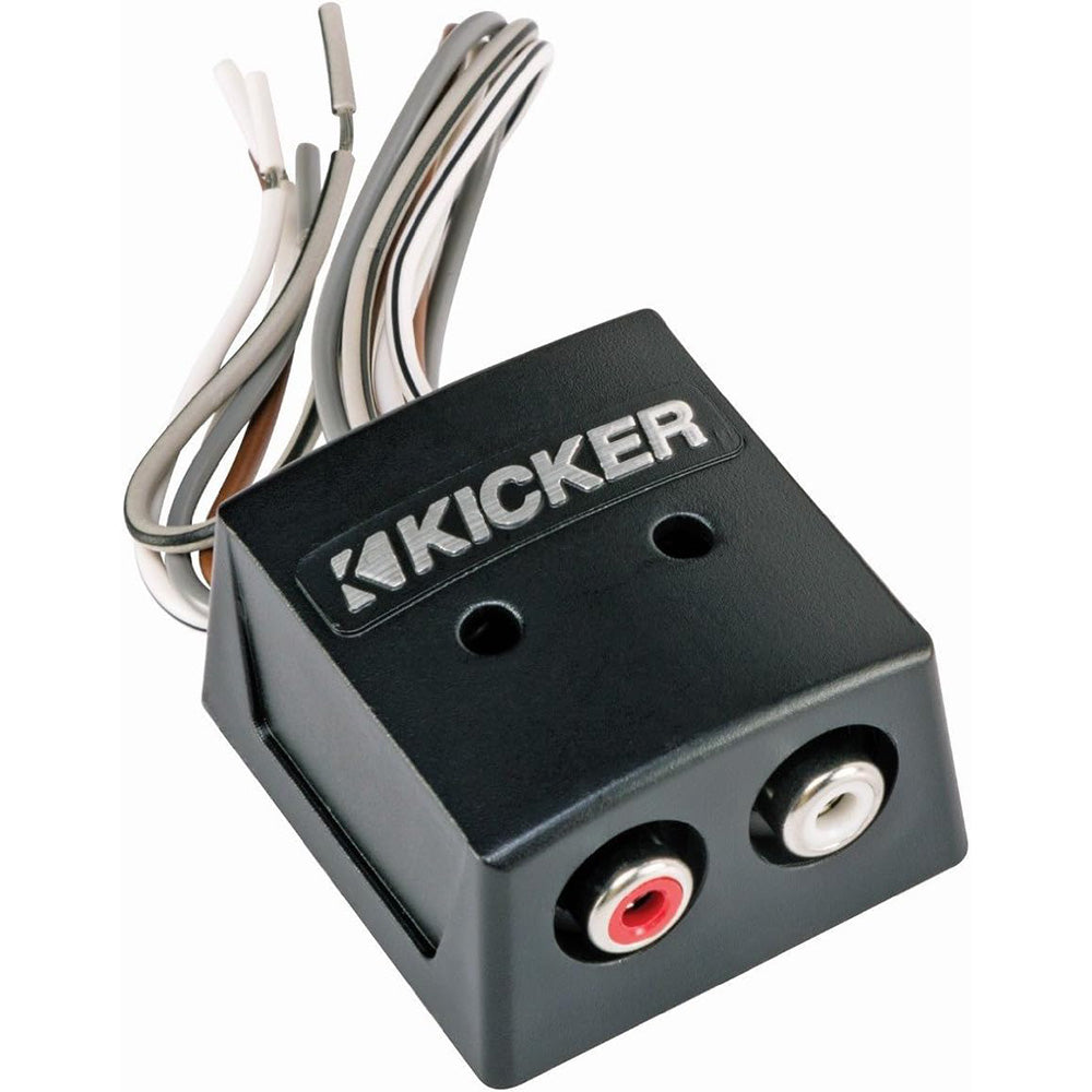 Kicker audio adapter with RCA outputs and wiring for car stereo installation