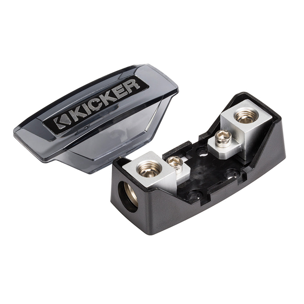 Kicker amplifier power distribution block with clear cover, for car audio installations