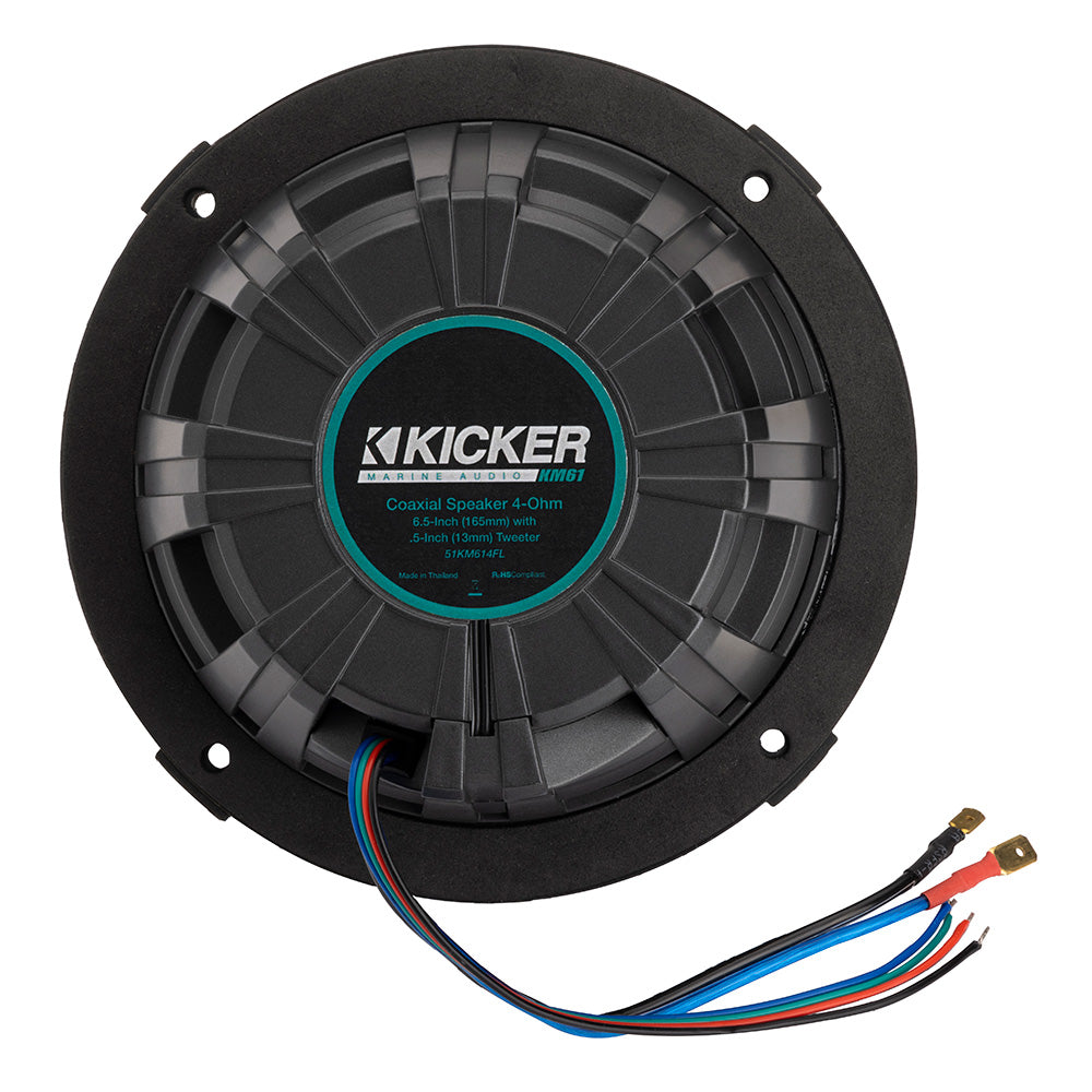 Kicker marine coaxial speaker 6.5-inch with tweeter, 4-ohm, for boat audio systems