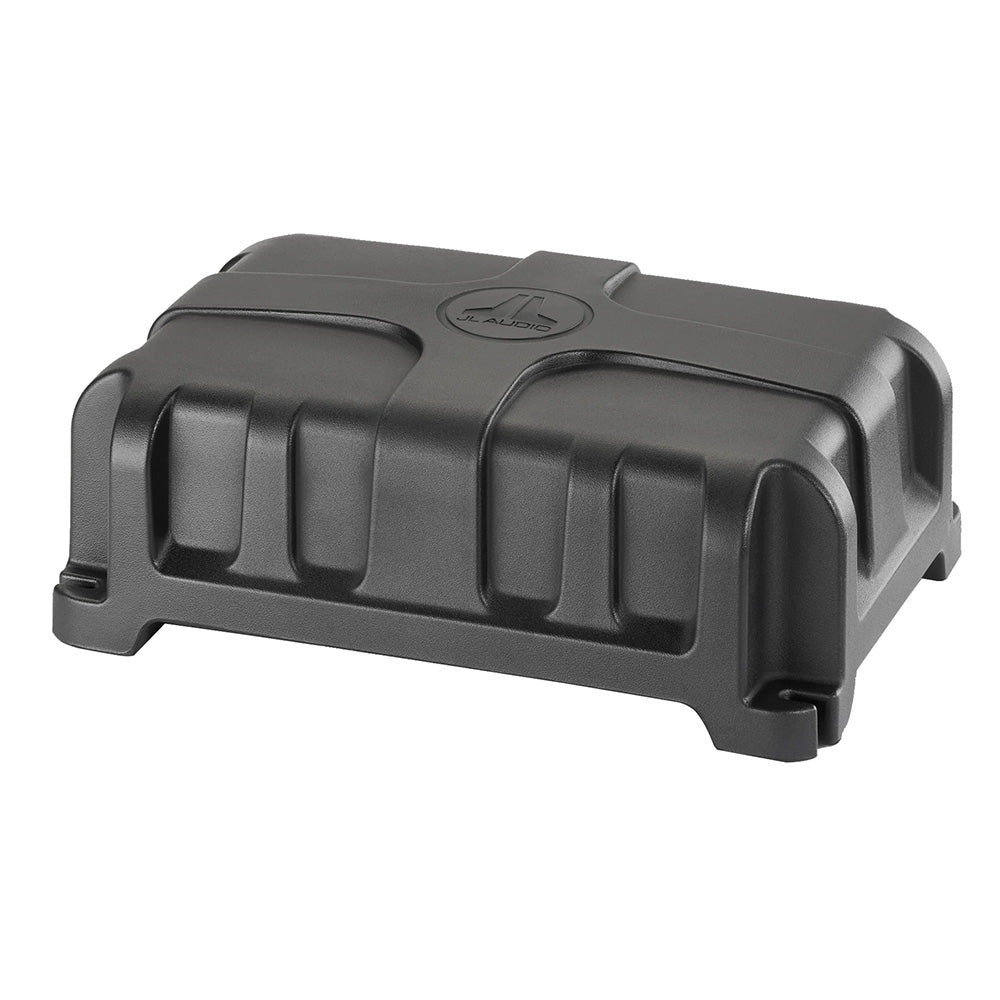 JL Audio black amplifier cover with textured grip and logo, for car audio protection and styling