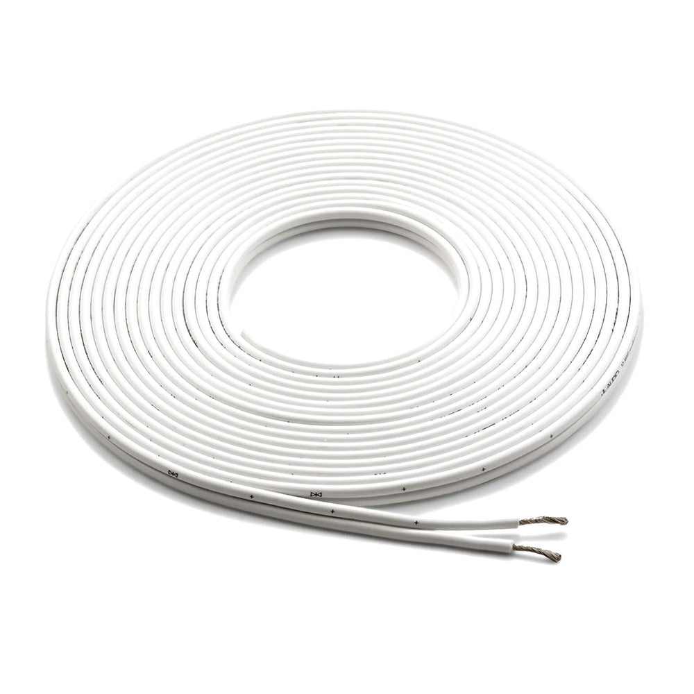 White JL Audio speaker wire coiled, high-quality audio installation cable for car or home audio systems