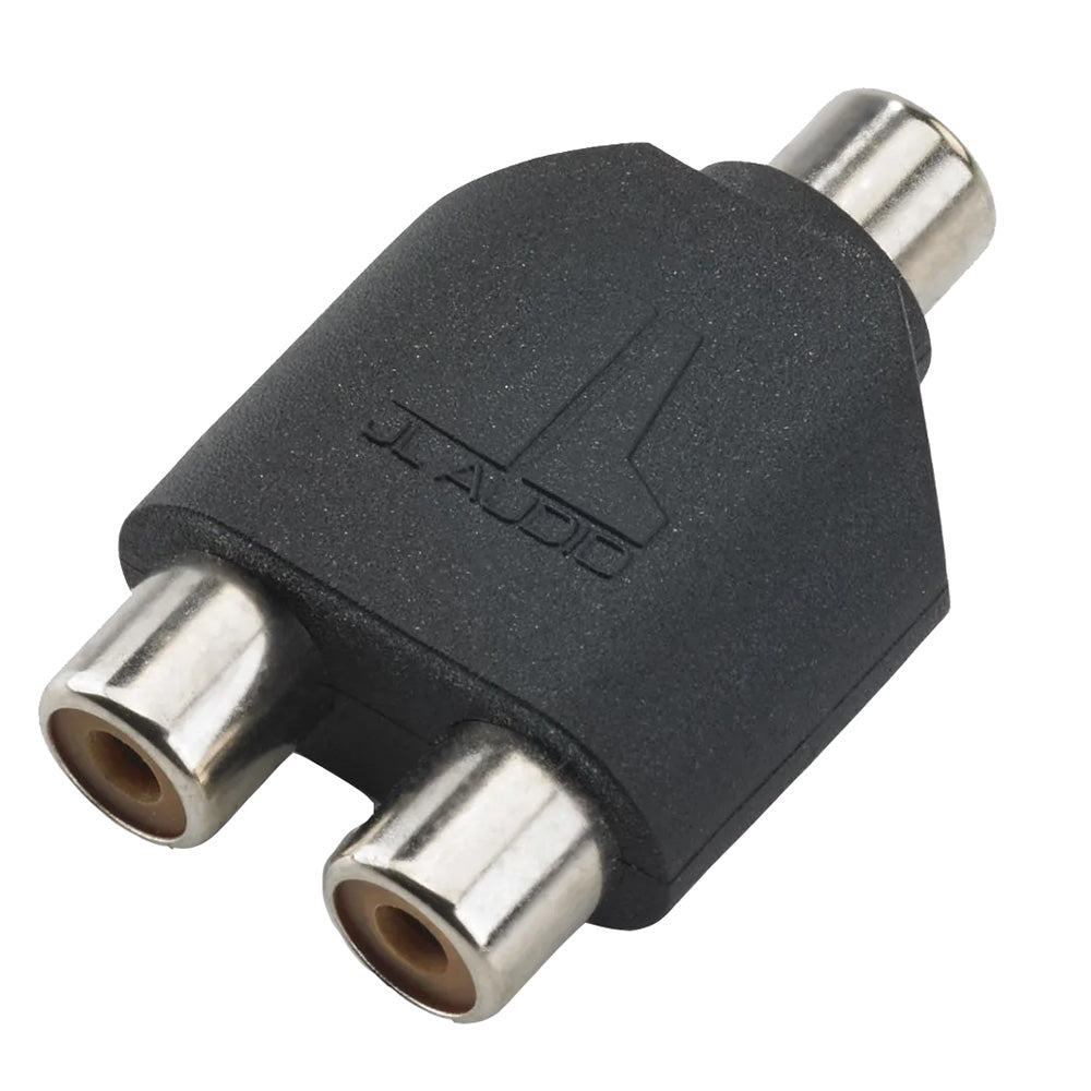JL Audio RCA Y-adapter for car audio systems, splits one male to two female connectors