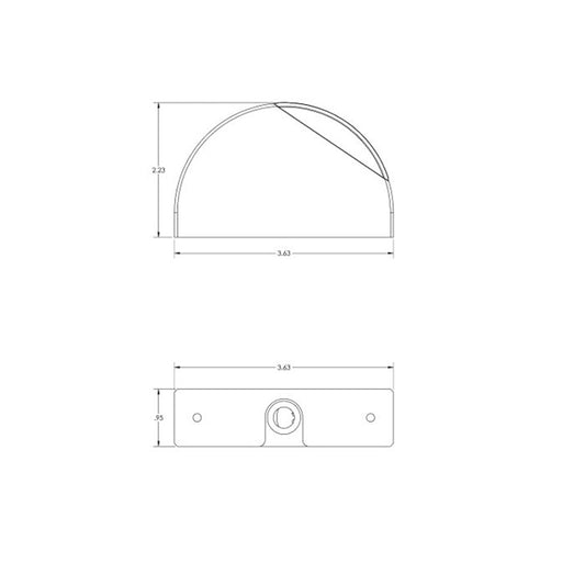 Technical diagram of a curved automotive mount with precise dimensions for custom installation