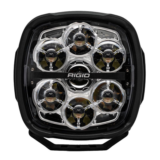 Rigid LED off-road light with six circular lenses and black housing for vehicle illumination