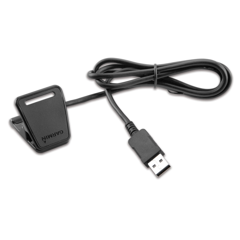 Garmin USB cable with clip-on connector for device charging and data transfer