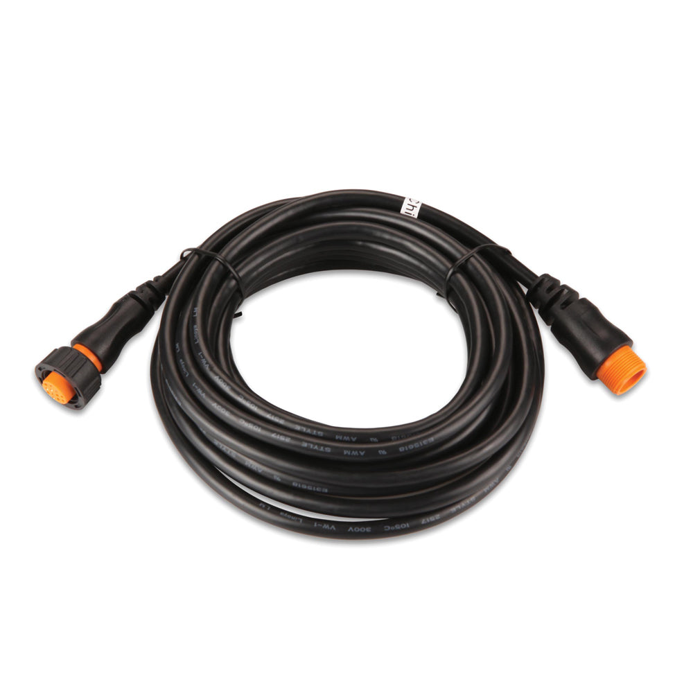 Black coiled cable with orange connectors for auto audio installation
