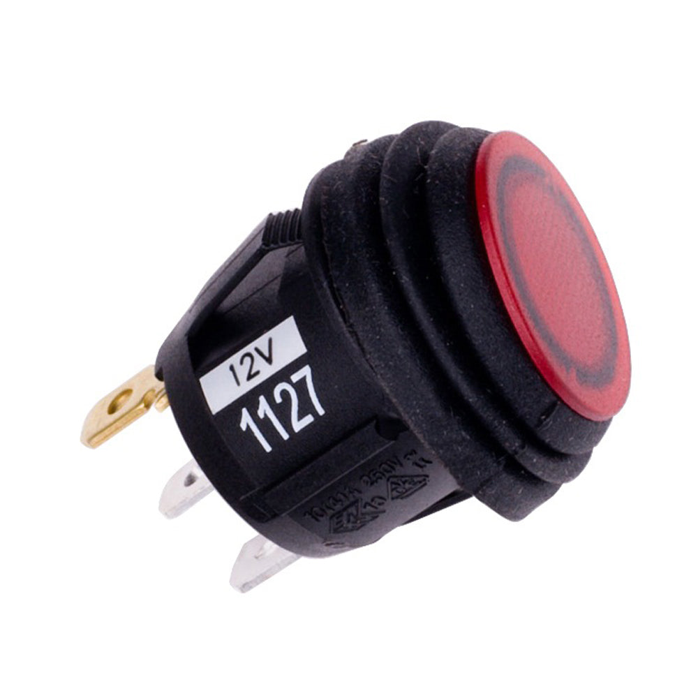 12V red push button switch 1127 for car audio or auto electrical systems