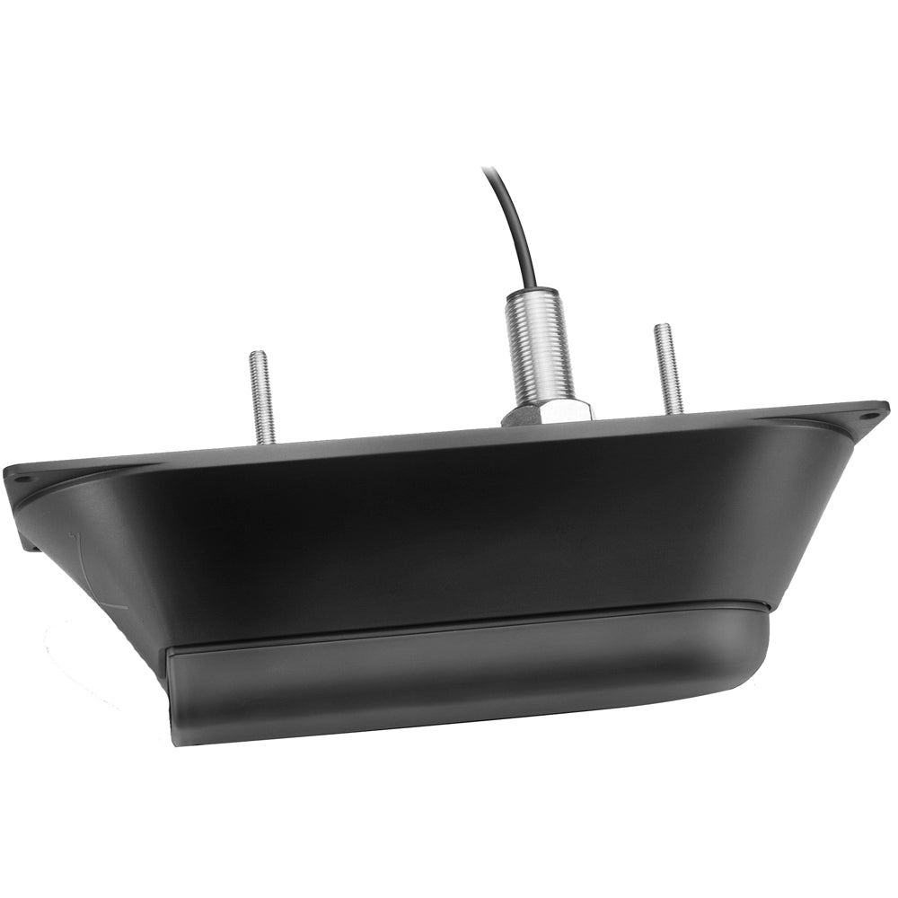 Black marine speaker with mounting hardware and wire, ideal for boat audio systems