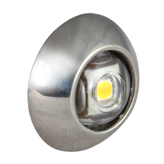 Stainless steel LED puck light with warm glow, ideal for auto or residential accent lighting