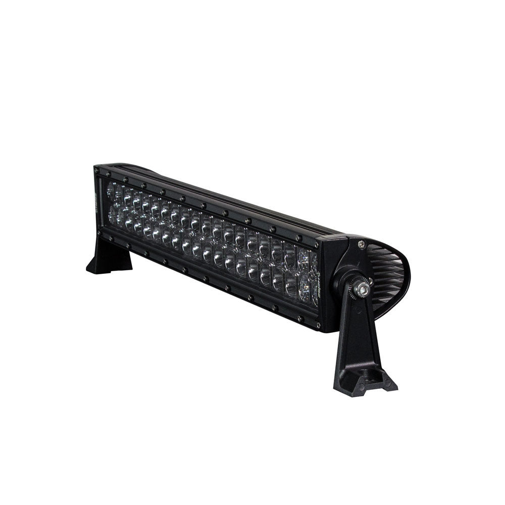 Black LED light bar with mounting brackets for off-road vehicle lighting