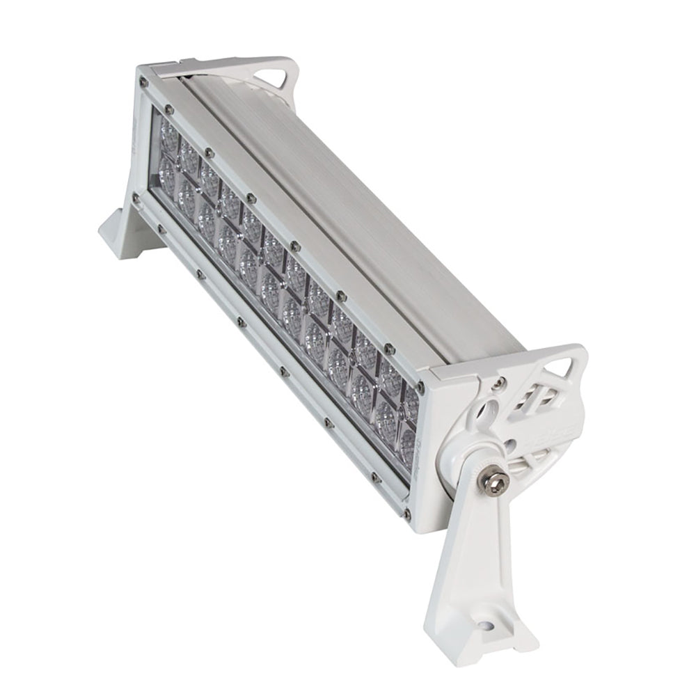 White LED light bar with adjustable mounting bracket for off-road vehicle illumination