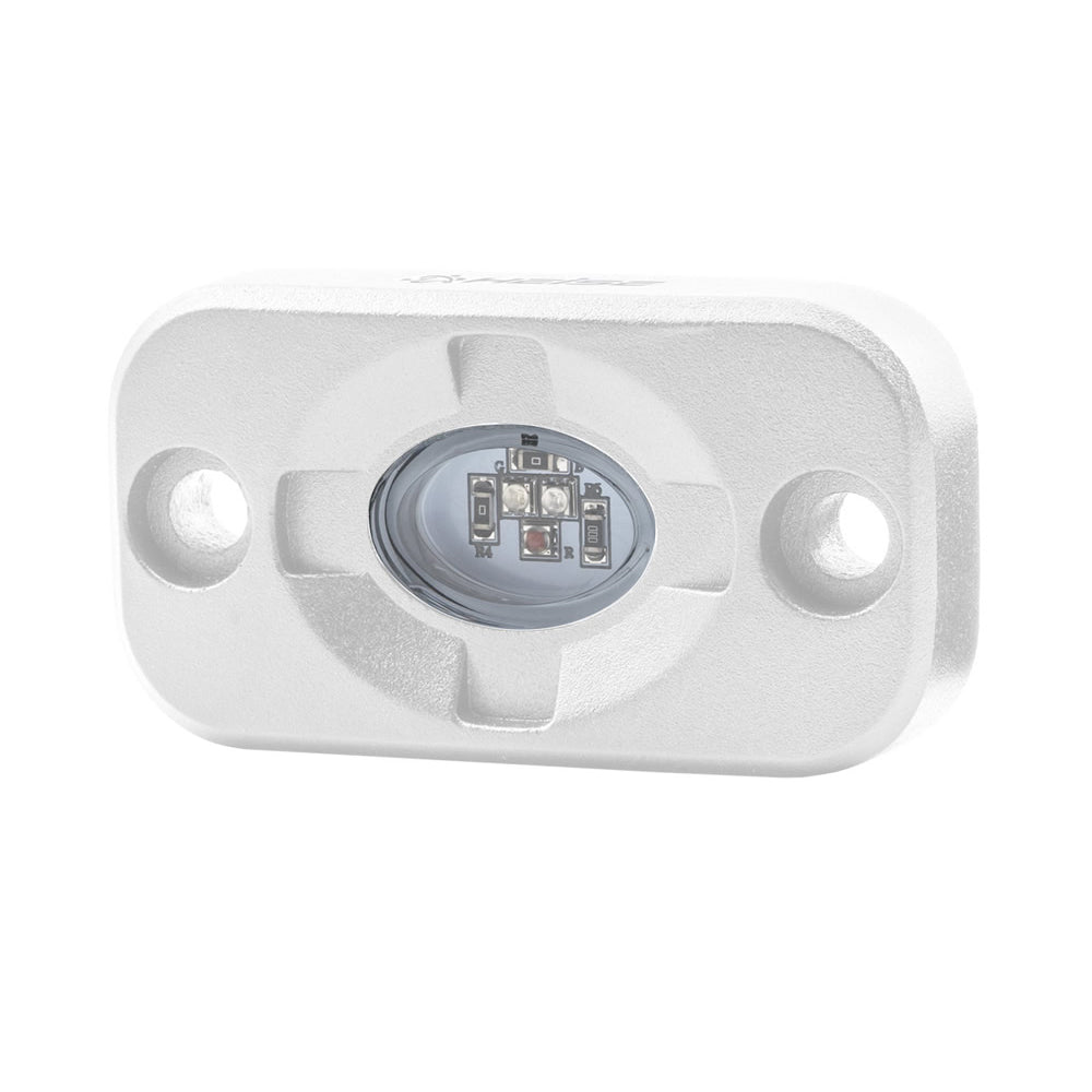 White marine LED courtesy light with RGB color options, ideal for boat interior illumination and customization.