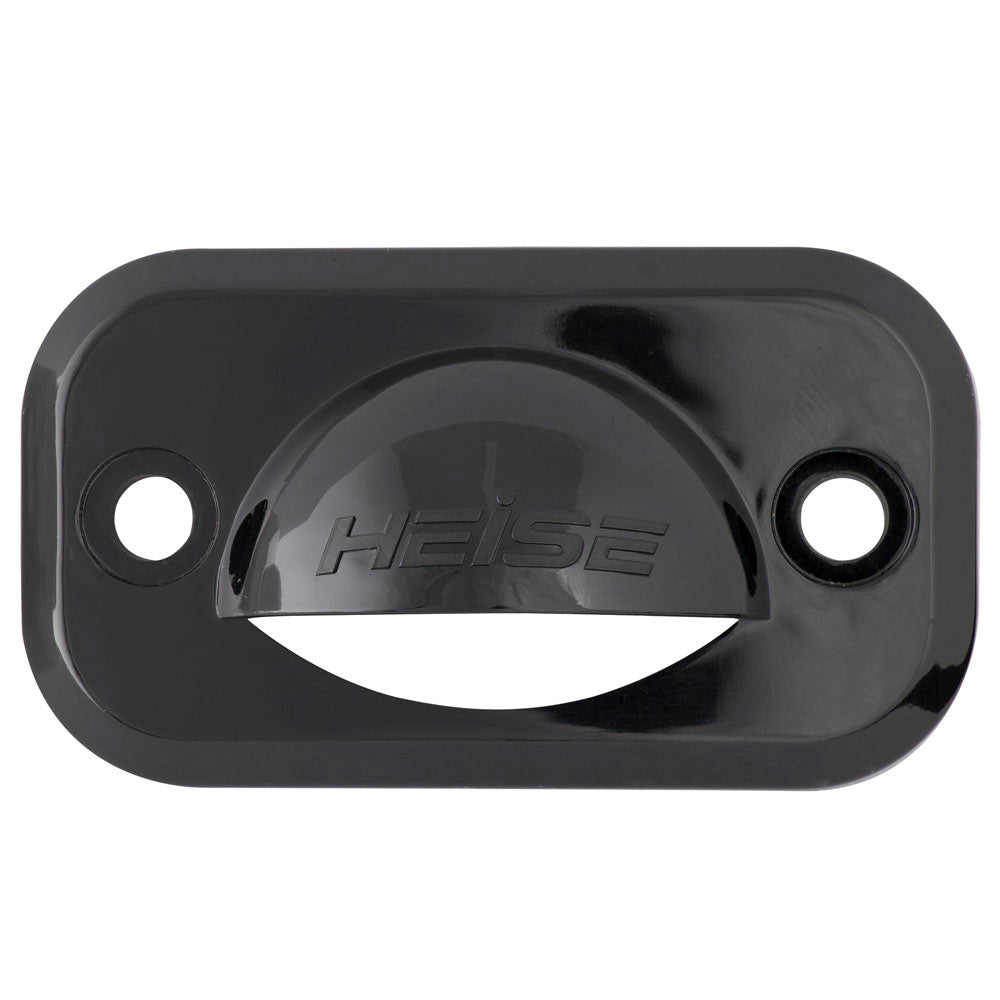 Black Heise automotive accessory with embossed logo and mounting holes