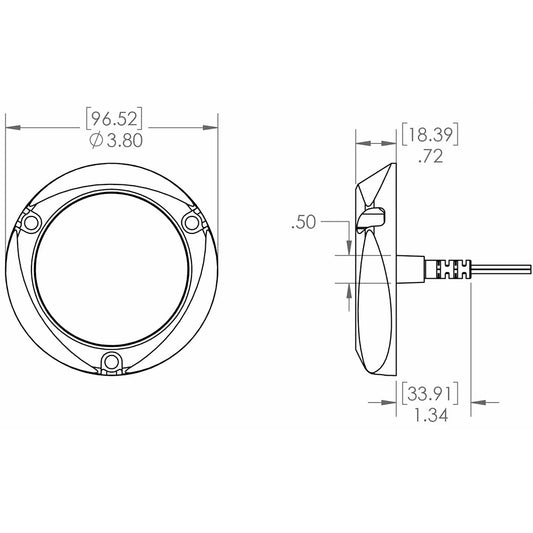 Technical diagram of car audio speaker with precise dimensions for custom installation