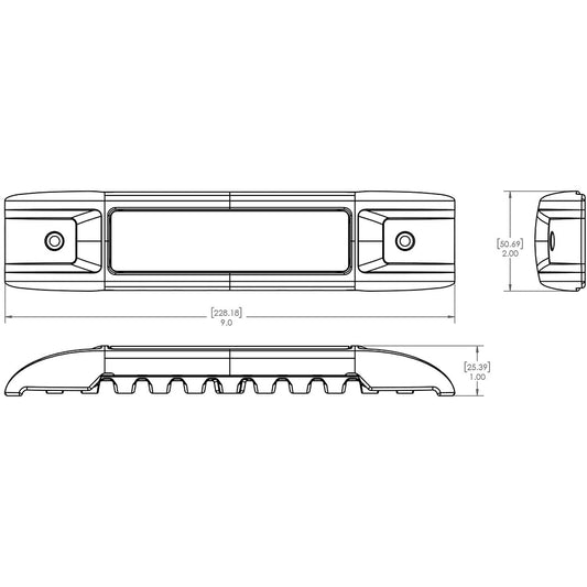 Technical diagram of car audio component with precise measurements for installation