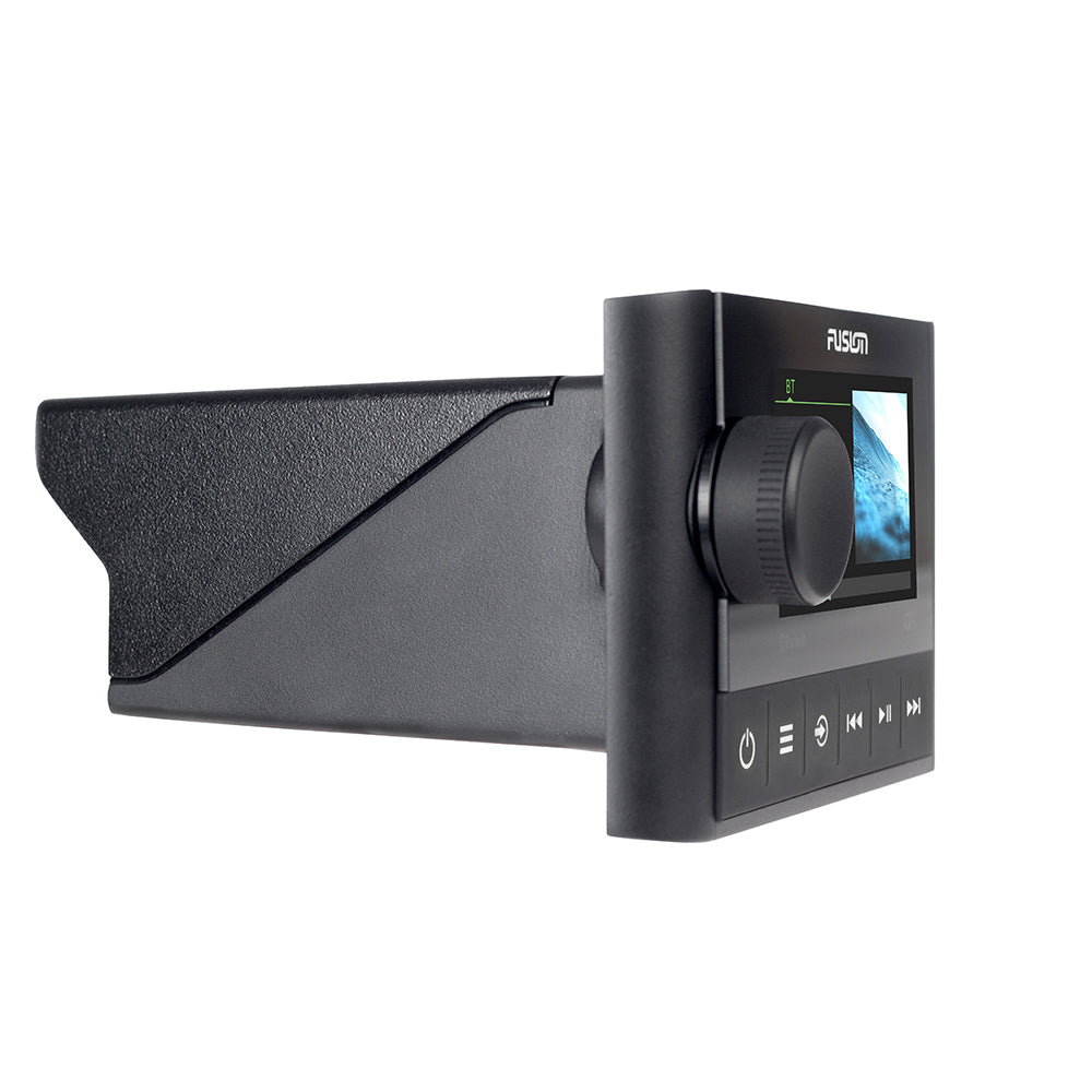 Fusion marine stereo with touchscreen display and control knobs for boat audio systems