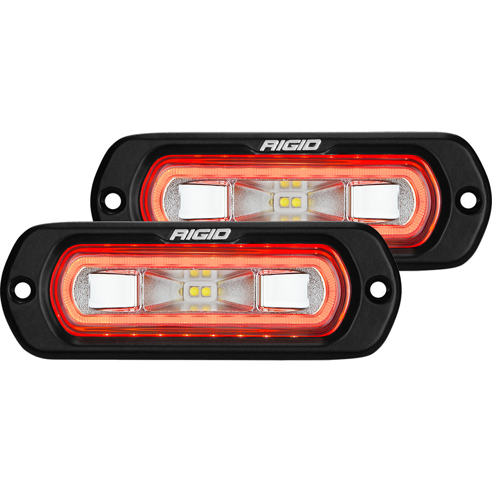 Rigid LED auxiliary lights with red accent, ideal for off-road and vehicle styling upgrades