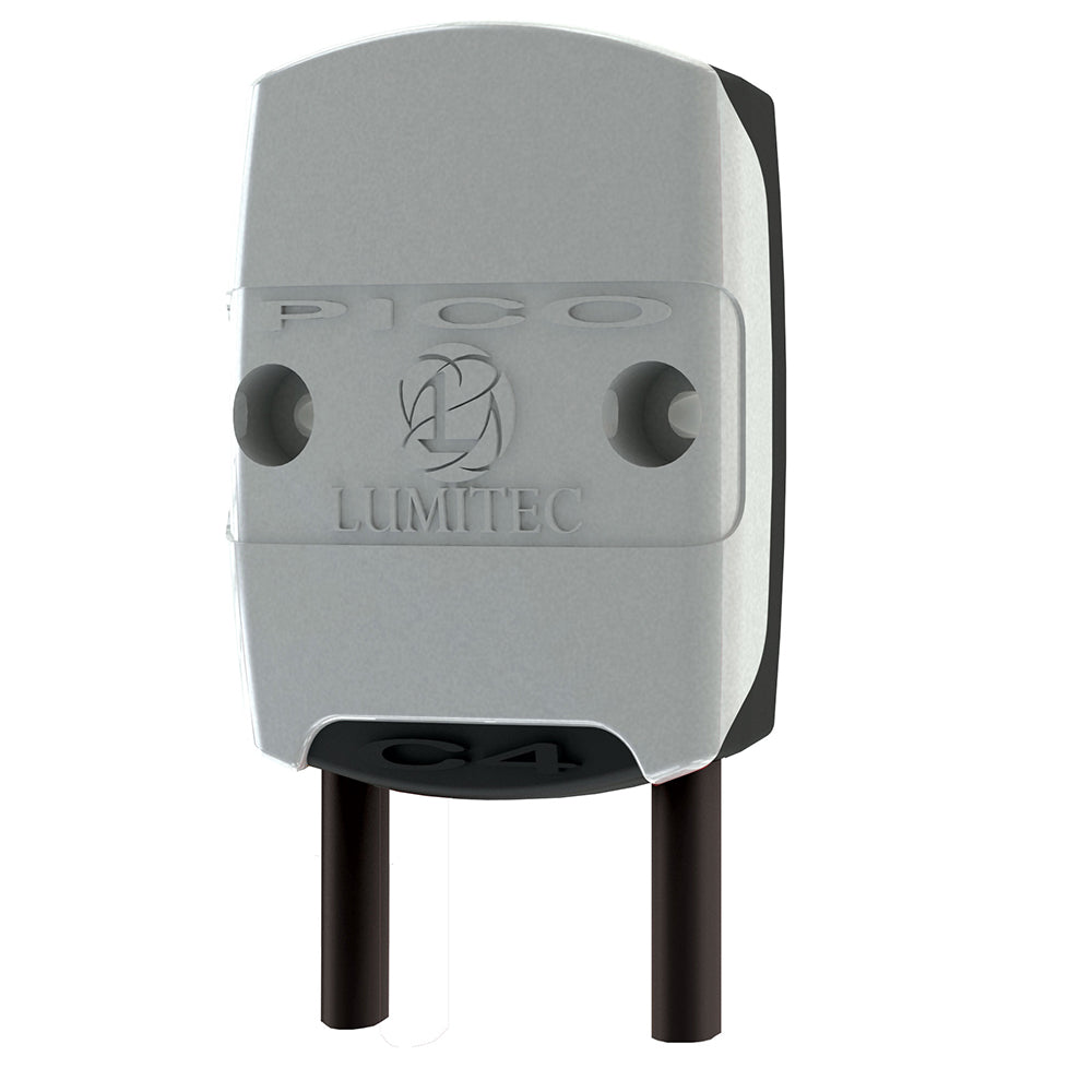 Lumitec Pico C4 marine LED light with sleek silver housing and black accents