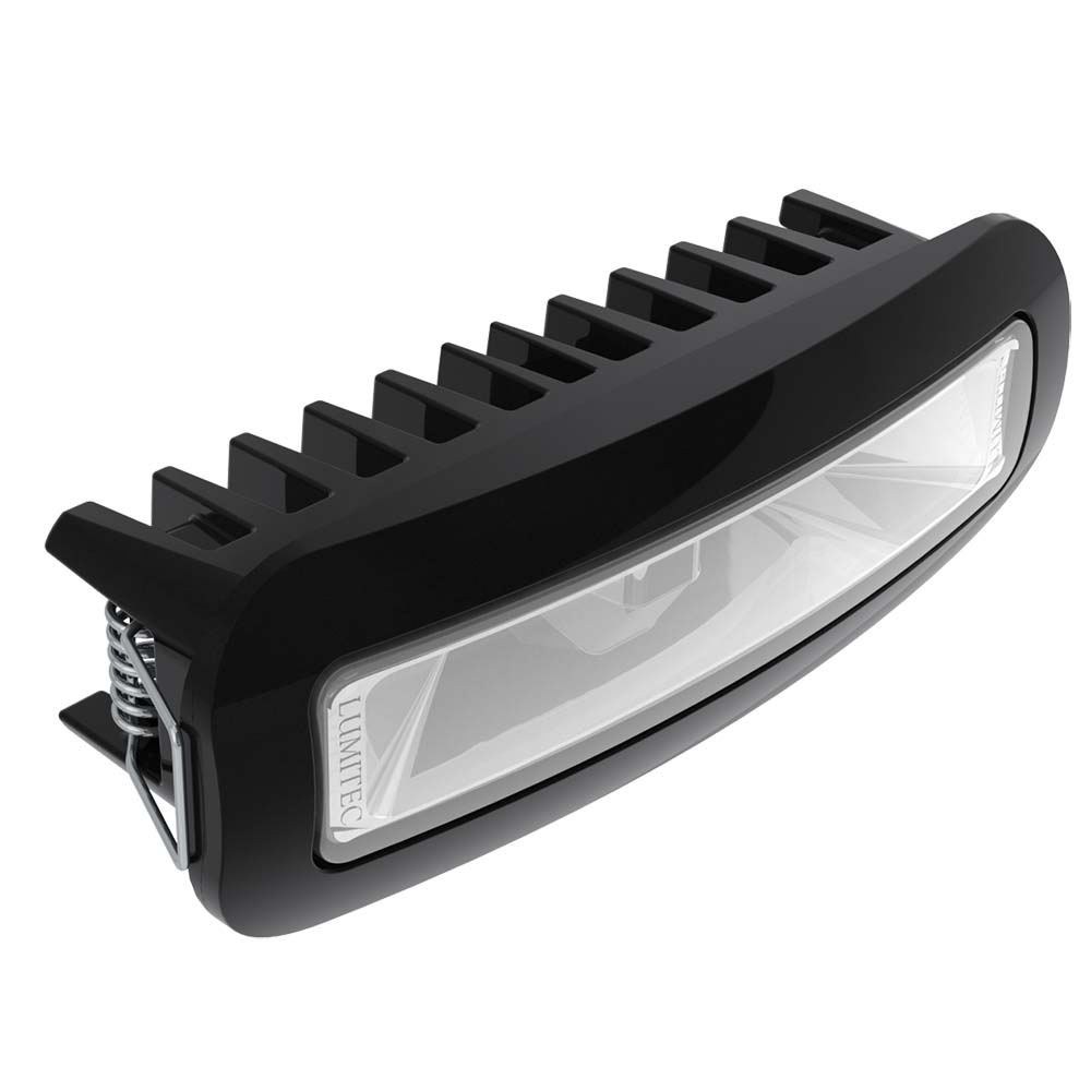 Lumitec marine LED light with black housing and cooling fins for boat illumination