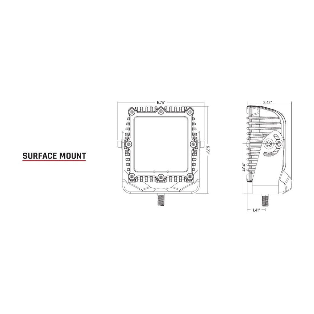Surface mount LED light bar technical diagram with dimensions for auto or commercial installation