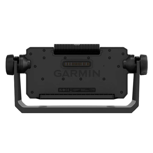 Garmin marine display back view with mounting brackets and ports for boat electronics installation