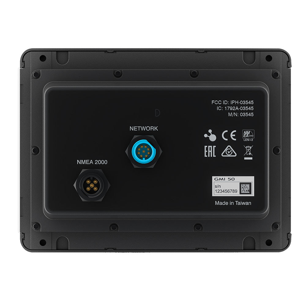 GMI 50 marine display back panel with NMEA 2000 and Network ports, Made in Taiwan