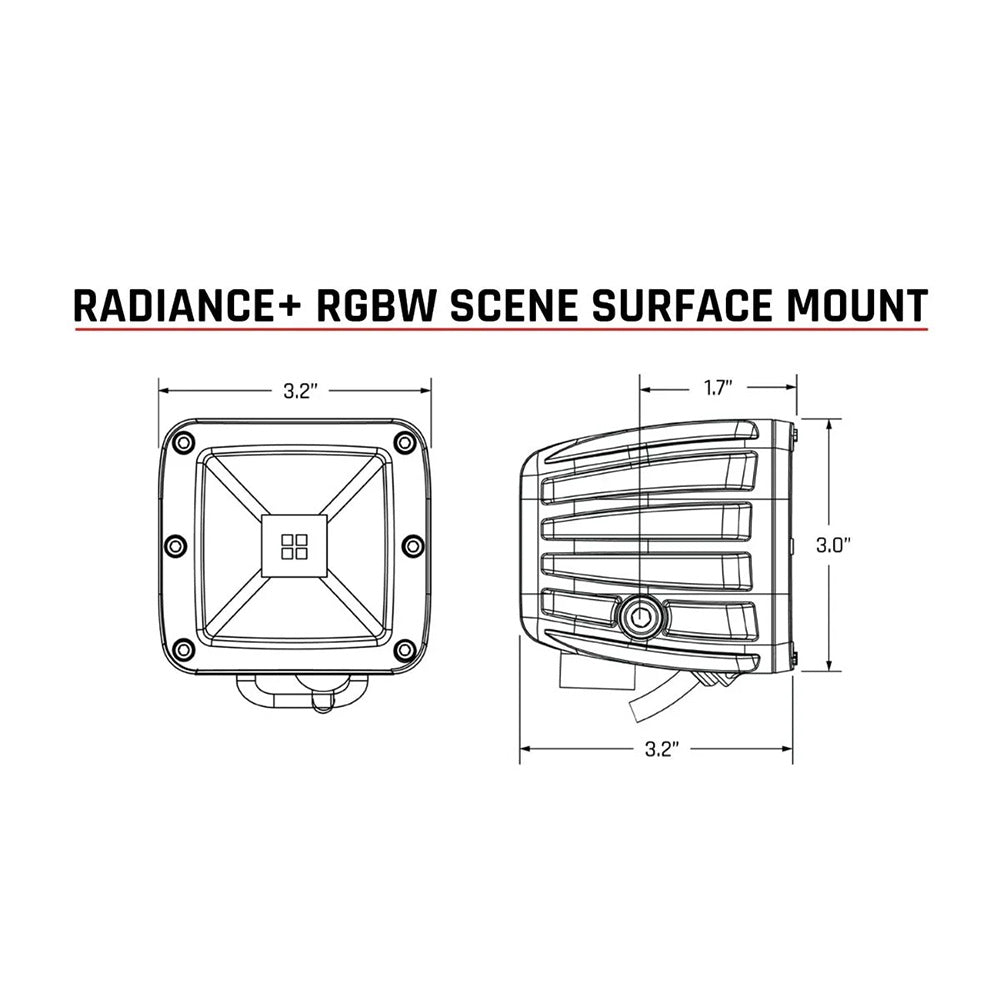 Radiance+ RGBW Scene surface mount light technical diagram with dimensions