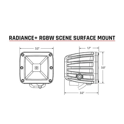 Radiance+ RGBW Scene surface mount light technical diagram with dimensions