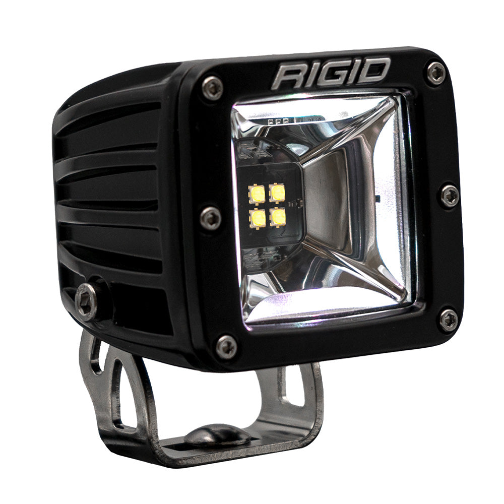 Rigid LED off-road light with black housing and four bright LEDs, ideal for vehicle illumination