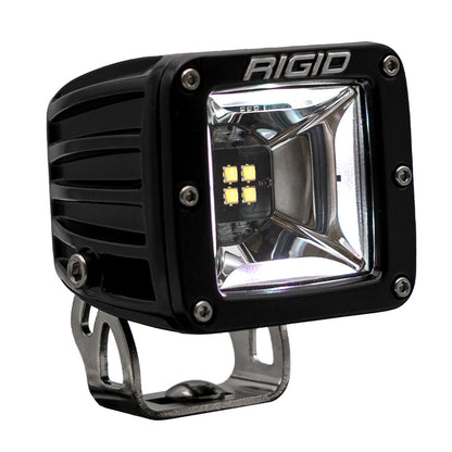 Rigid LED off-road light with black housing and four bright LEDs, ideal for vehicle illumination