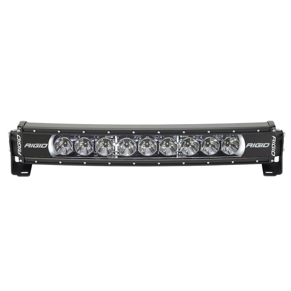 Rigid Industries LED light bar for off-road vehicles, featuring eight bright lamps and durable black housing.