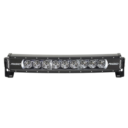 Rigid Industries LED light bar for off-road vehicles, featuring eight bright lamps and durable black housing.