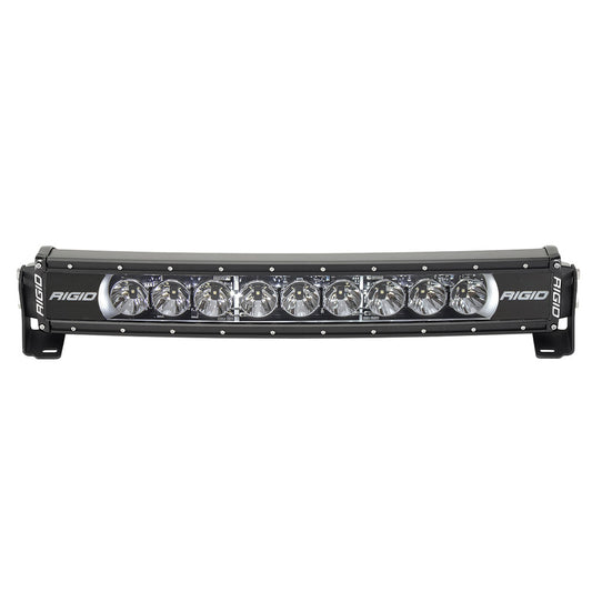 Rigid Industries LED light bar for off-road vehicles, featuring eight bright lamps and durable black housing.