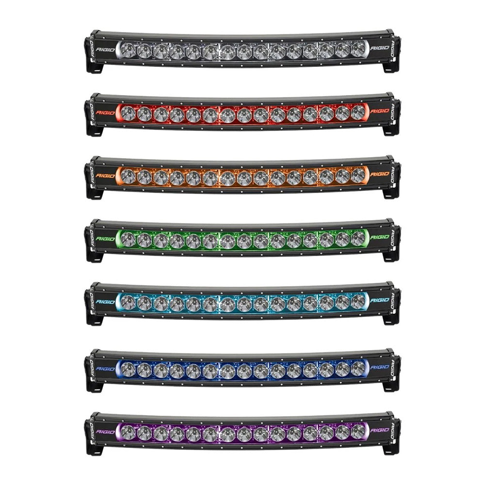 Rigid LED light bars in multiple colors for off-road and automotive use