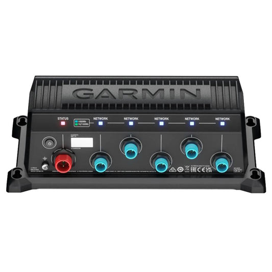 Garmin marine network switch with Ethernet ports and status LEDs for boat audio and navigation systems