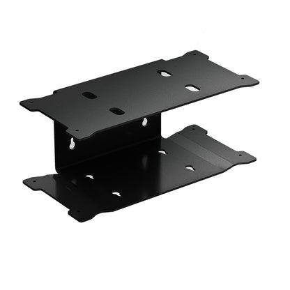 Black dual-layer car audio amplifier mounting bracket with precision cutouts for secure installation