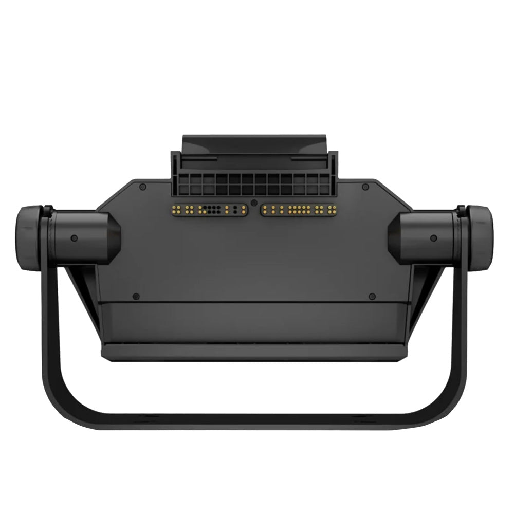 Black car audio amplifier with gold connectors and mounting brackets for JL Audio or Alpine systems