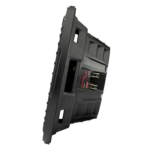 Comp R 12-inch car subwoofer with dual terminals and rugged black enclosure for high-performance audio installation