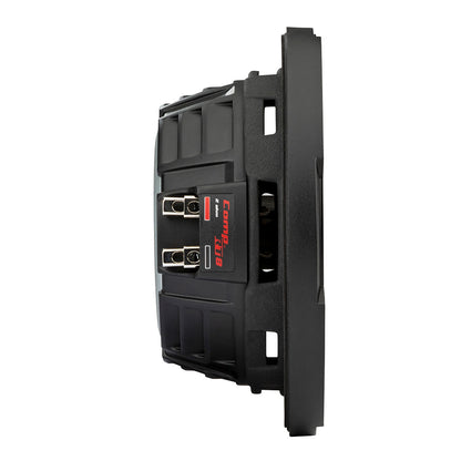 Comp RT8 car speaker rear view with 2 ohm terminals, ideal for auto audio installation