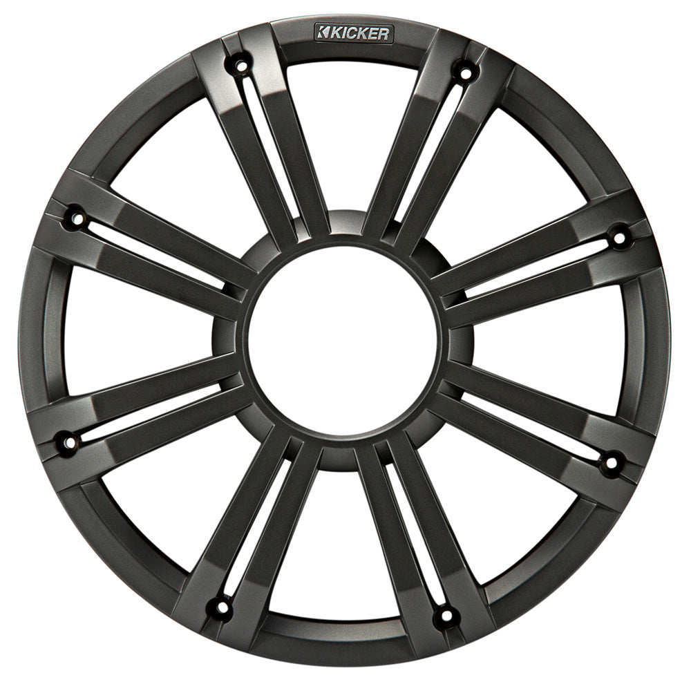 Kicker black speaker grille with radial design for car audio installation