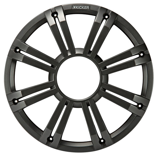 Kicker black speaker grille with radial design for car audio installation