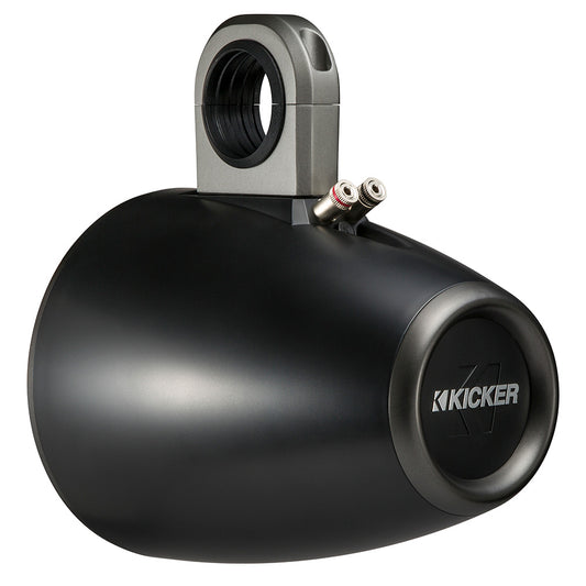 Kicker marine subwoofer with mounting bracket and audio connectors for boat audio systems