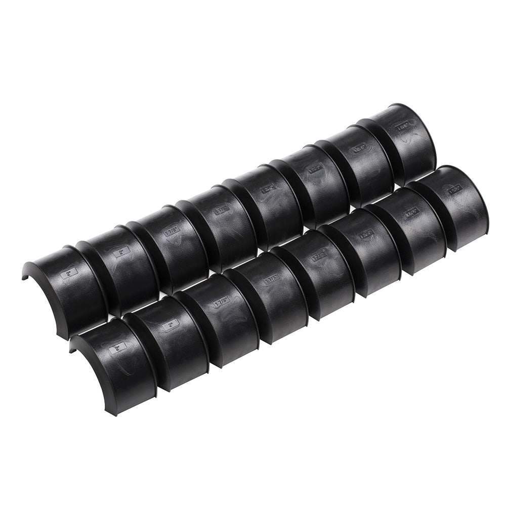 Black half-round cable management clips for auto or home audio installation