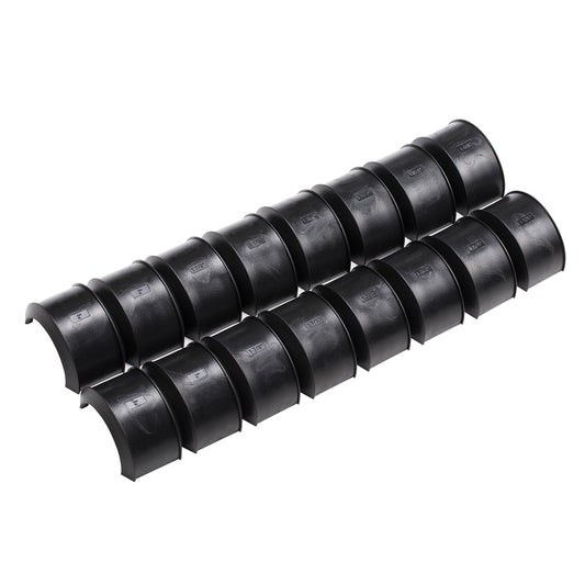 Black half-round cable management clips for auto or home audio installation