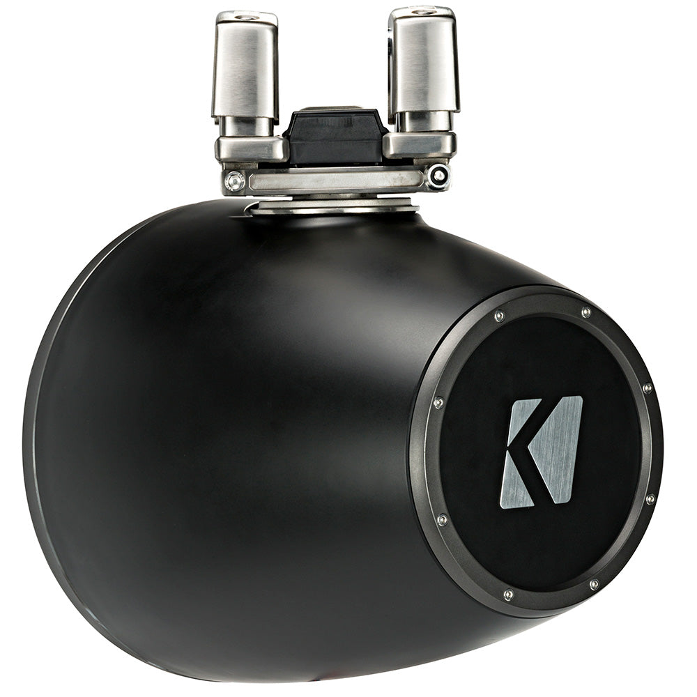 Kicker subwoofer with dual terminals and sleek black design for car audio systems