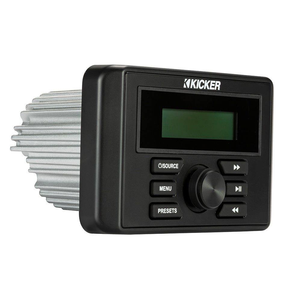 Kicker marine stereo with digital display and control buttons for boat audio systems